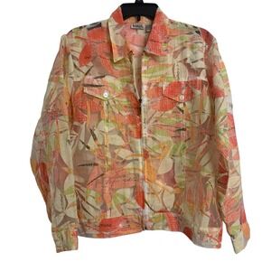 Keneth Too Sheer  Lightweight Tropical Zip Up Jacket Medium Coastal Travel